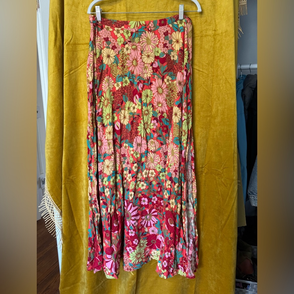 NATURAL LIFE Floral A-Line Skirt - Red, Pink, Green